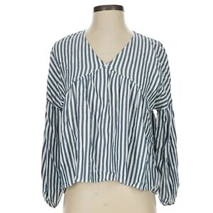 Madewell Blue And White Striped Monterey Puff Sleeve Top S